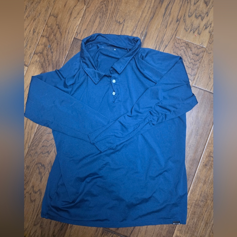 Barbell Men's Blue Longsleeve Polo Shirt sz large activewear